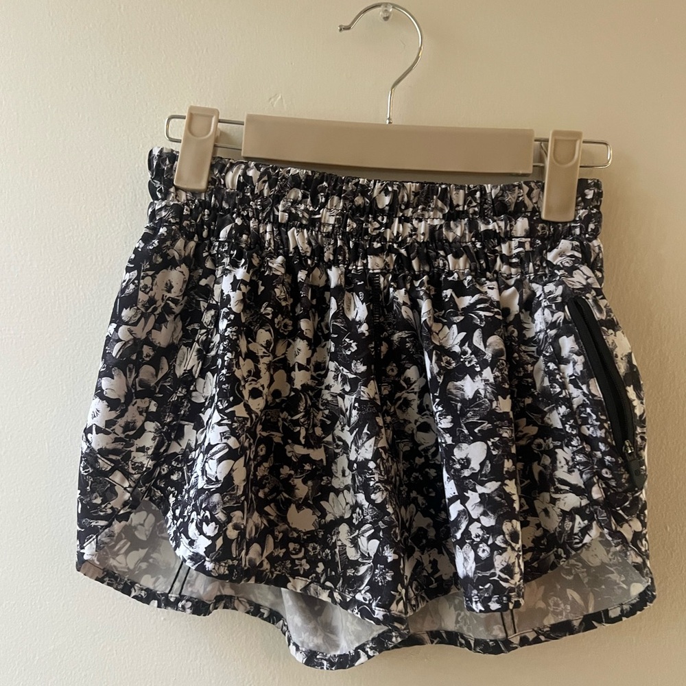 Lululemon Floral Black and White Shorts